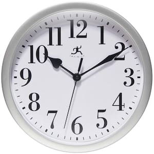 Silver Plastic Wall Clock, 9-5/8 in.