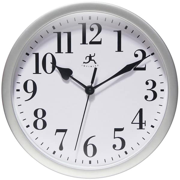 Infinity Instruments Silver Plastic Wall Clock, 9-5/8 in.