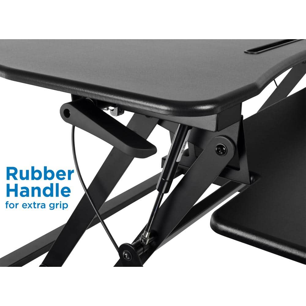 Black Adjustable Metal Standing Desk Converter with Keyboard Tray