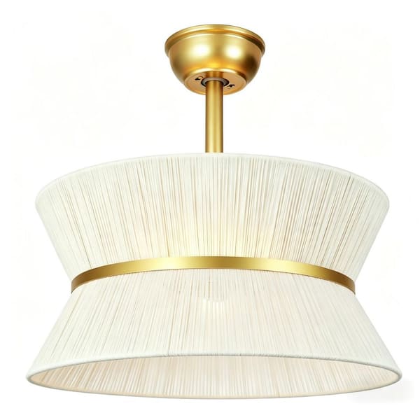 20 in. Indoor Beige Boho Style Ceiling Fan with Light, Remote Control Included, Downrod Mount Handwoven Rattan Fandelier