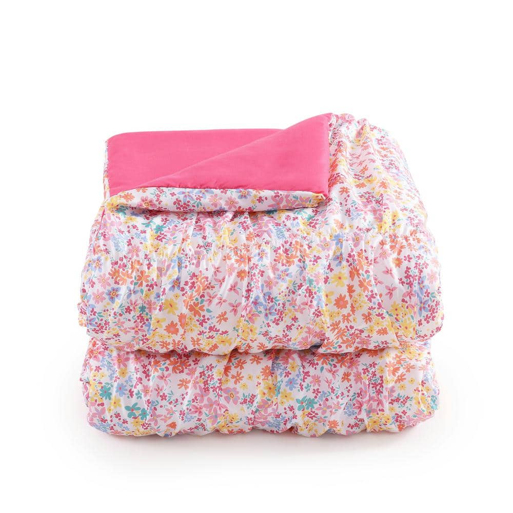Full Pink Microfiber Reversible Kids Comforter Set
