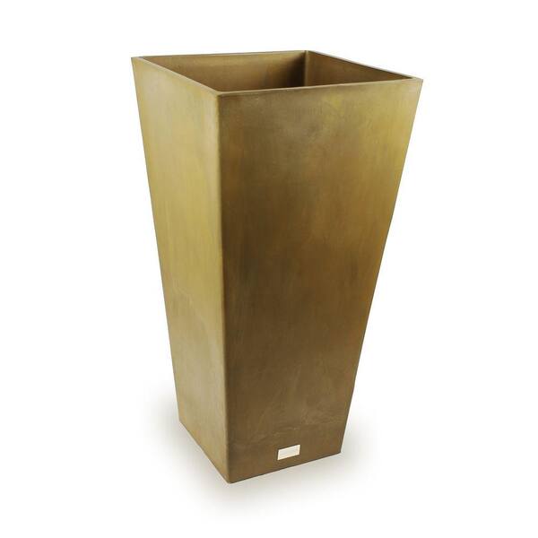 Veradek Midland 13 in. Dia Square Bronze Tall Plastic Planter