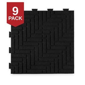 16 in. x 16 in. x 5/8 in. Black Herringbone SmartLoc Rubber Paver (9-Pack)