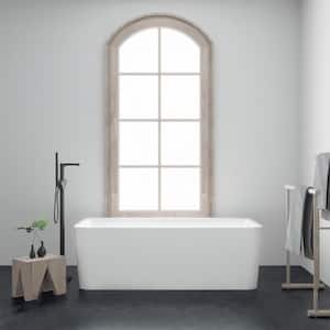 63 in. Acrylic Alcove Freestanding Flatbottom Non-Whirlpool Rectangle Soaking Bathtub in White