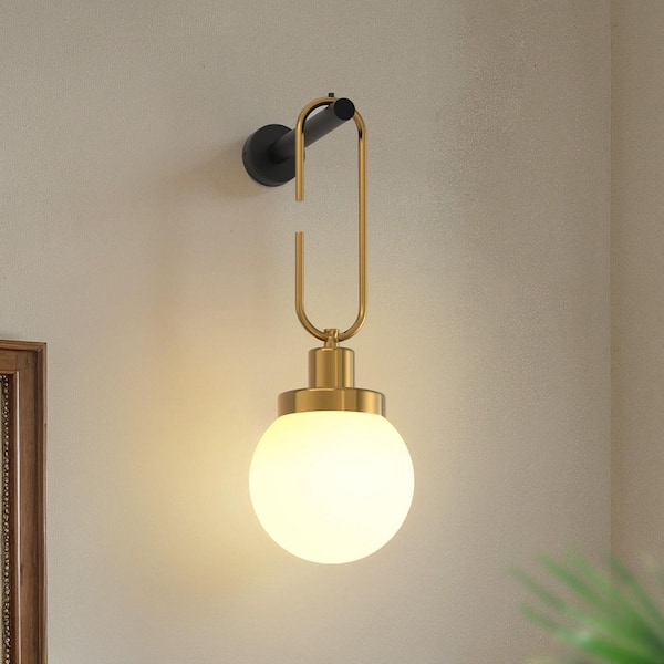 8 in. White Globe Frosted Glass Lamp Shade For Wall Sconces, Globe Lamp Shade 1 in. Neckless Fitter