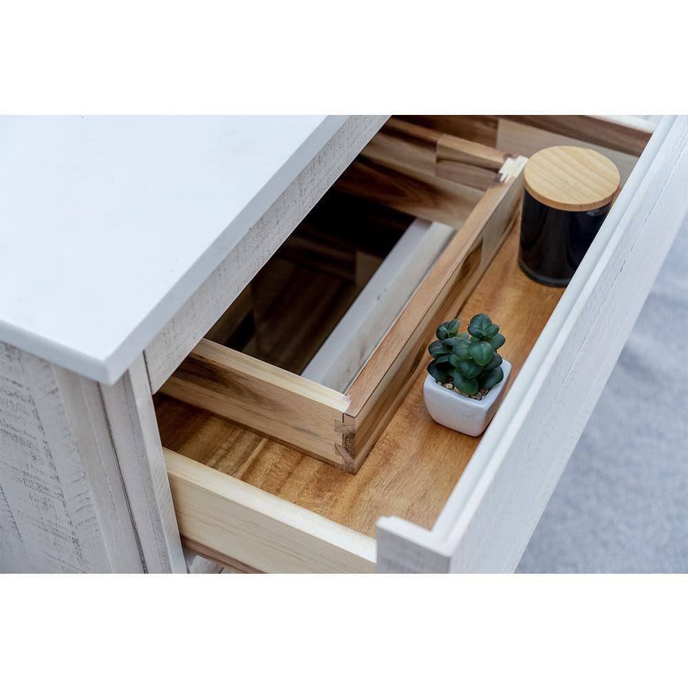 Rustic White 72'' Double Wall-Mount Vanity with Quartz Top