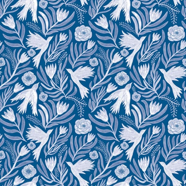 Tempaper Otomi Dove Blue Removable Peel and Stick Vinyl Wallpaper Sample