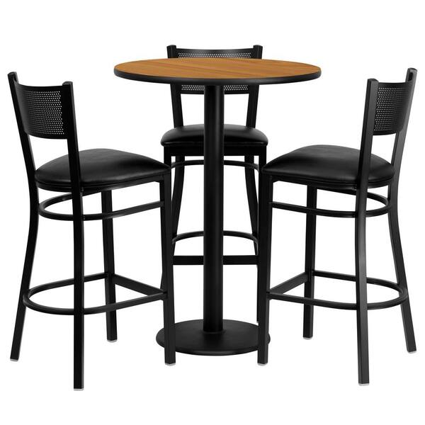Carnegy Avenue 4-Piece Natural Top/Black Vinyl Seat Table and Chair Set