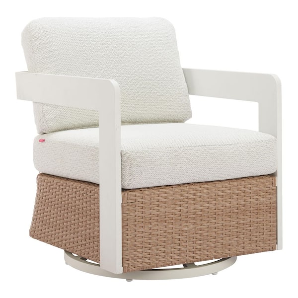 Gelo Outdoor Collection White & Brown Olefin Swivel Chair