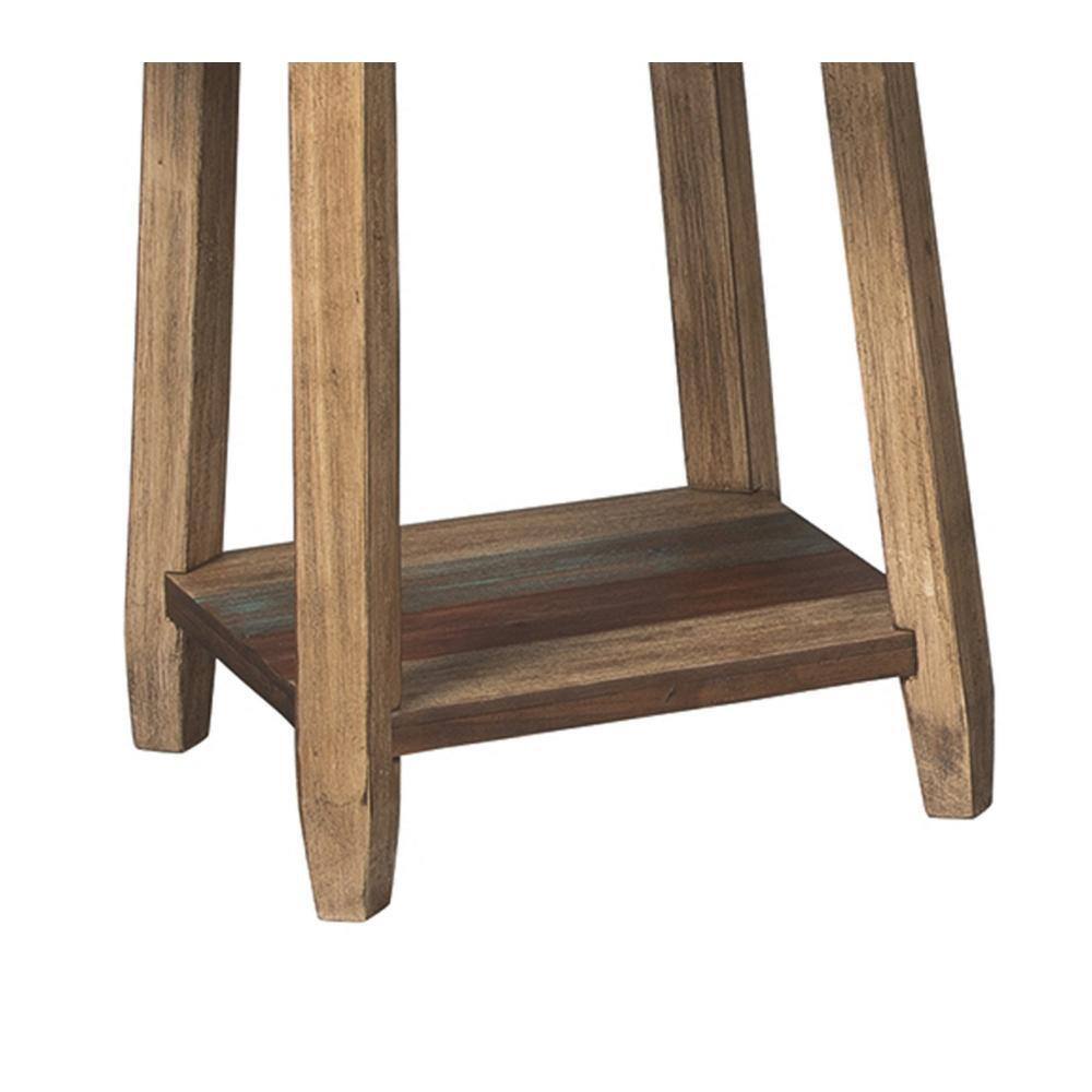 Rustic Brown Plank Style Round Cocktail and End Tables Set