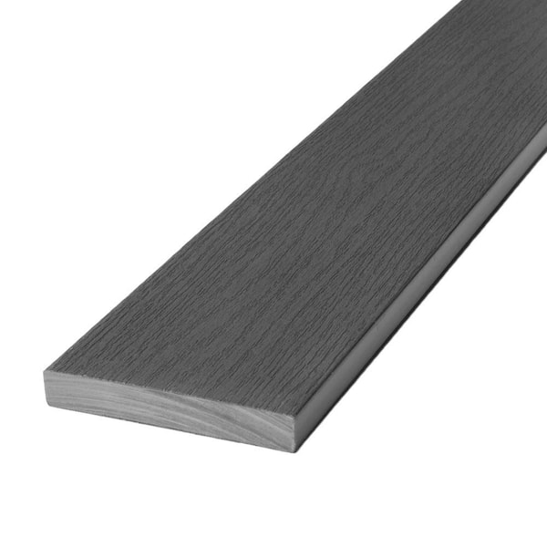 Picture Frame 1 in. x 5-1/2 in. x 12 in. Dark Slate Slotted Composite Deck Board Sample