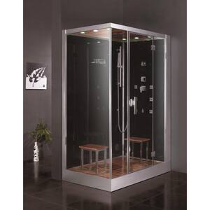 Platinum 59 in. x 36 in. x 90 in. Steam Shower in Black with Hinged Door, Right Side Controls and 6 kW Steam Generator
