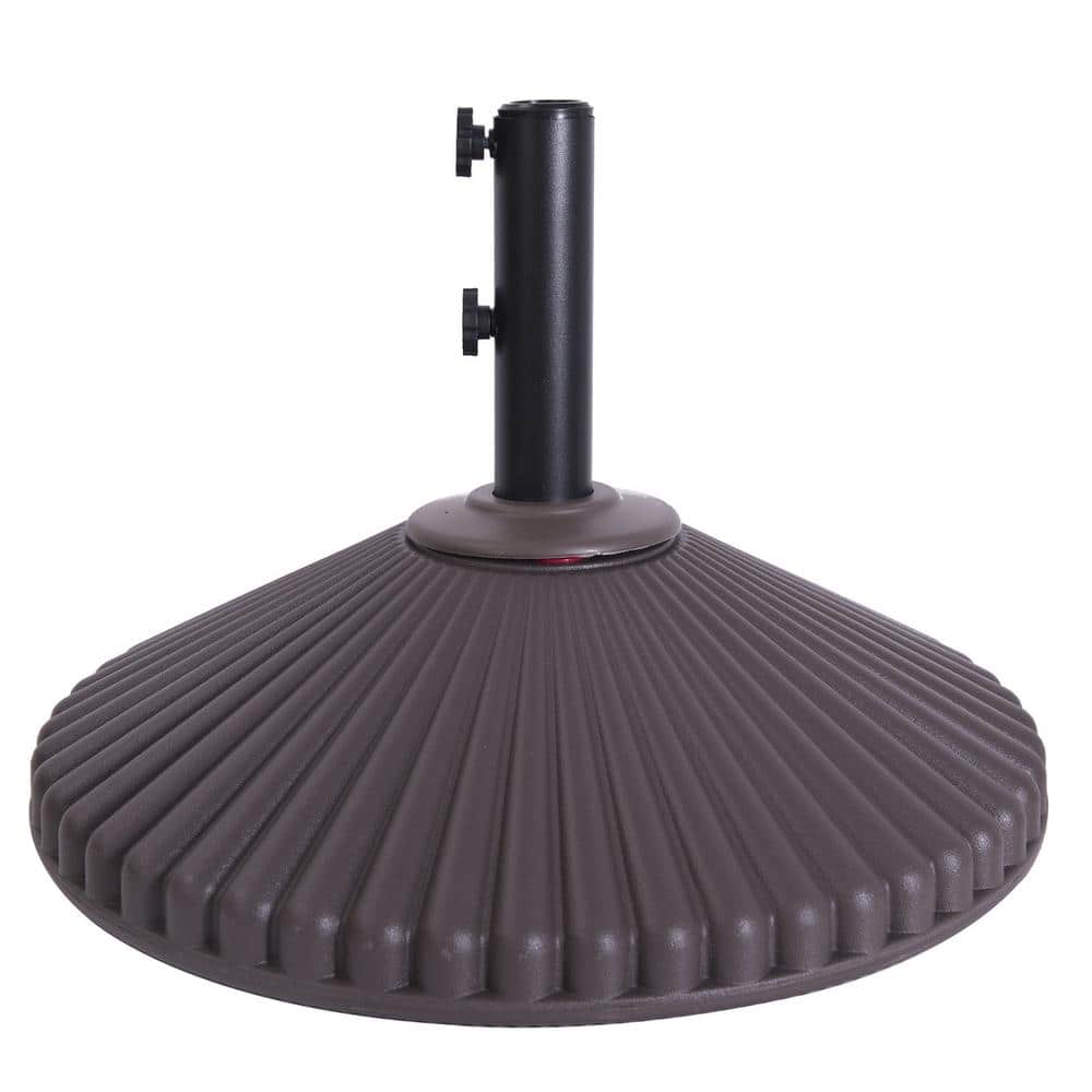 23 in. Round Heavy-Duty Plastic Patio Umbrella Base Umbrella Stand in Brown