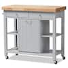 Baxton Studio Hayward Gray Kitchen Cart with Pull Out Garbage Bin