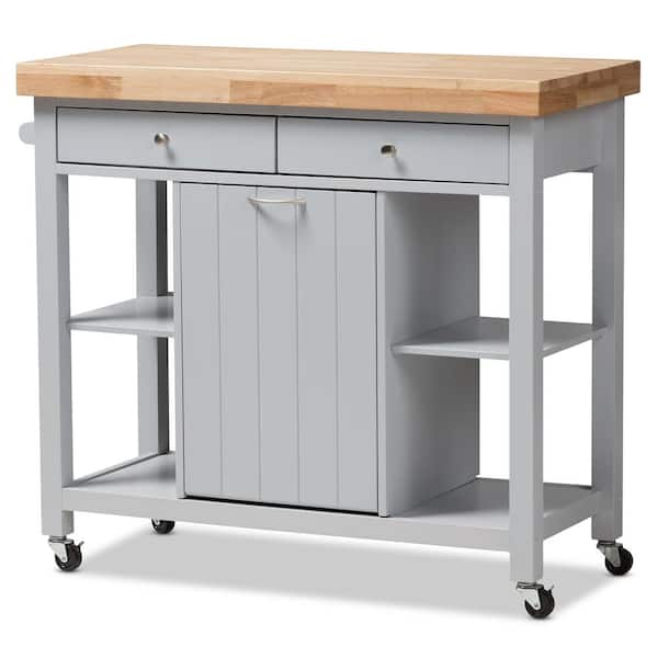Kitchen Cart With Pull Out Garbage Bin, Kitchen Island With Trash And Recycling Bins
