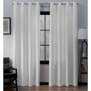 Loha Winter White Solid Light Filtering Grommet Top Curtain, 54 in. W x 84 in. L (Set of 2)