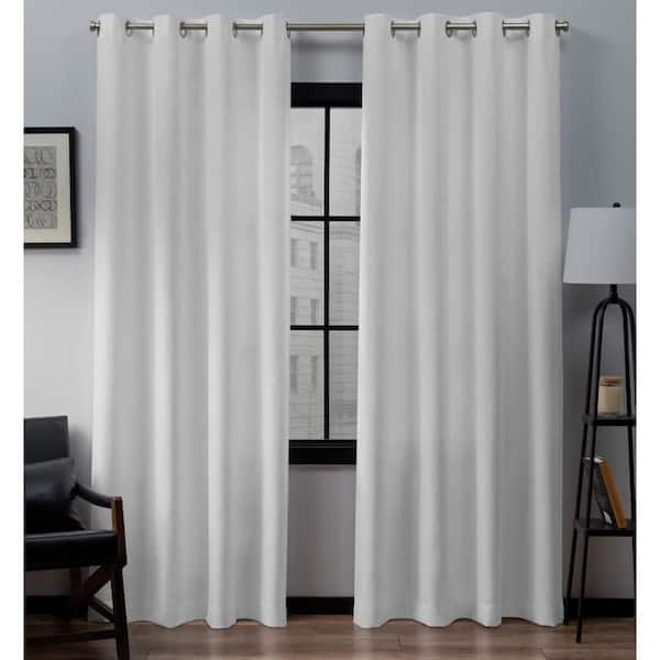 EXCLUSIVE HOME Loha Winter White Solid Light Filtering Grommet Top Curtain, 54 in. W x 96 in. L (Set of 2)