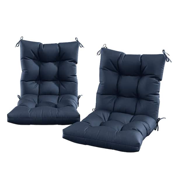 44.5 in. x 22.5 in. x 5 in. Outdoor Chair Cushion Tufted Seat and Back Patio Furniture Cushion Set Navy Blue (2-Pack)