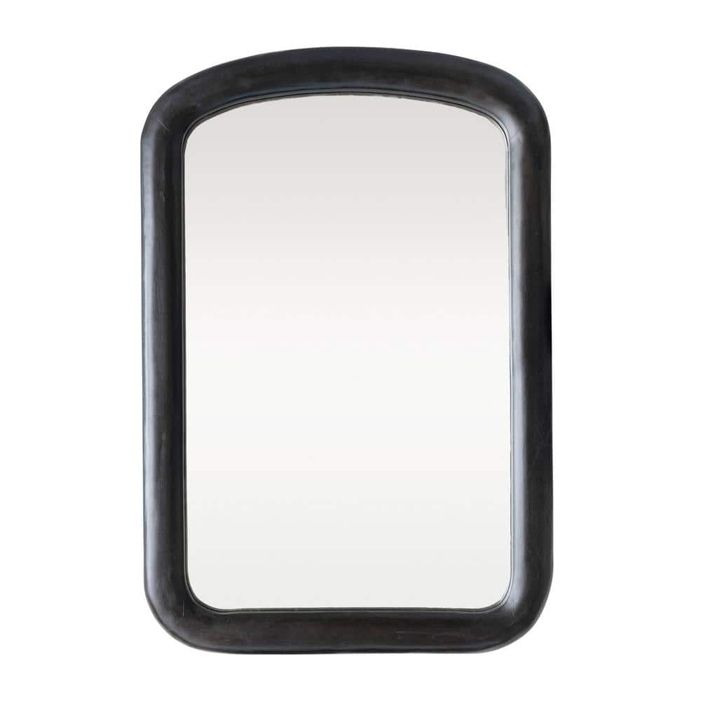 23.5 in. W x 35 in. H x 1.5 in. D Mango Wood Matte Black Framed Wall Mirror