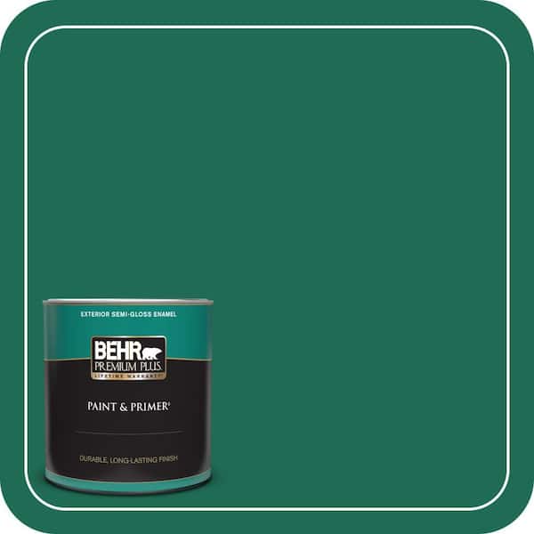 BEHR PREMIUM PLUS 1 qt. #P430-7 Sparkling Emerald Semi-Gloss Enamel Exterior Paint & Primer