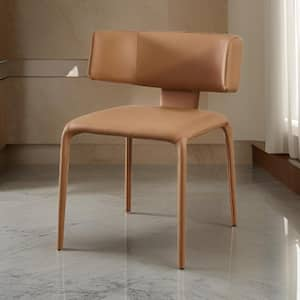 Camel Brown Faux Leather Metal Frame Dining Chair