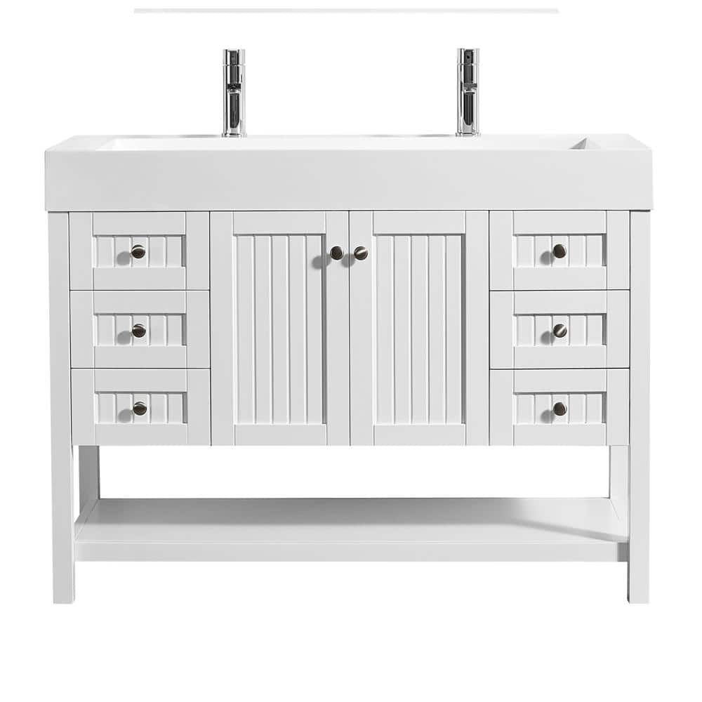 ROSWELL Pavia 48 in. W x 20 in. D Vanity in White with Acrylic Vanity Top in White with White