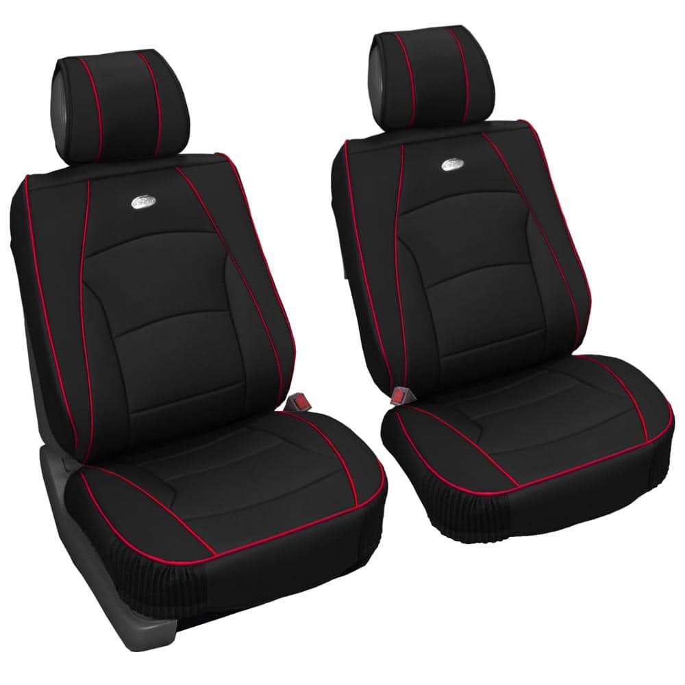 FH Group Ultra-Comfort Leatherette 47 in. x 23 in. x 1 in. Seat Cushions - Front Set, Black Red -  DMPU205102BKRTR