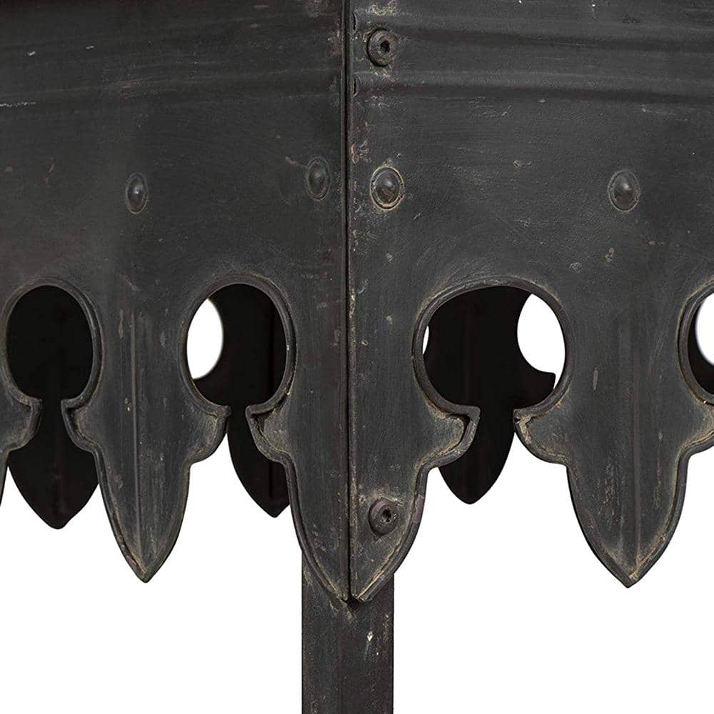 Distressed Black Reclaimed Wood Console Table with Rustic Finish