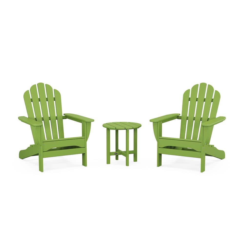 Lime 3-Piece Plastic Patio Conversation Set in Adirondack Monterey Bay
