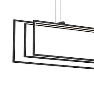 Jestin 46 in. 3-Light Integrated LED Matte Black Modern Statement Linear Chandelier for Dining Room