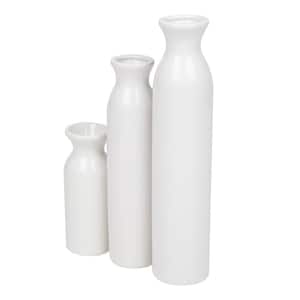 White Ceramic Decorative Canister Set (Set of 3)