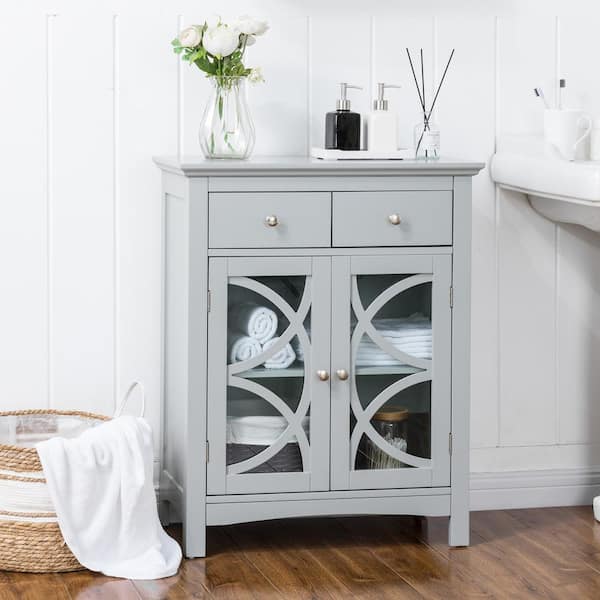 Meader Modern Bathroom 2 Door Floor Storage Cabinet with Drawer