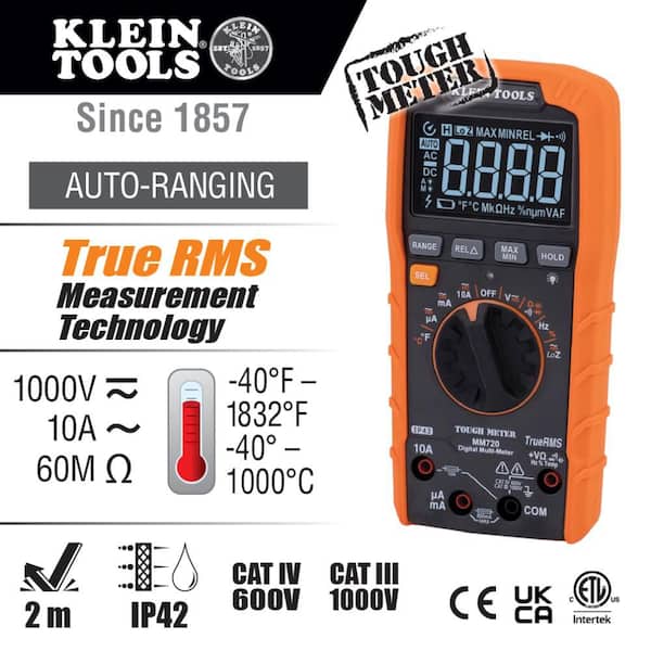 1000-Volt Digital Multi-Meter, TRMS Auto-Ranging, Temp, Low Impedance