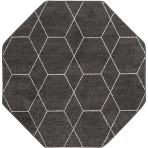 Trellis Frieze Geometric Dark Gray 5 ft. x 5 ft. Area Rug