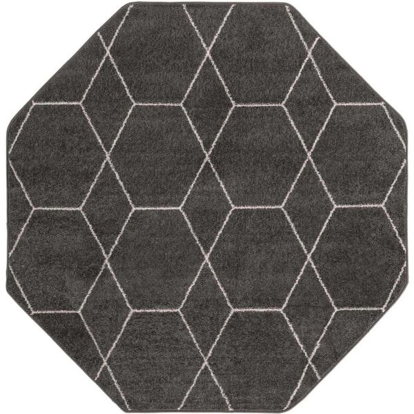 Unique Loom Trellis Frieze Geometric Dark Gray 5 ft. x 5 ft. Area Rug