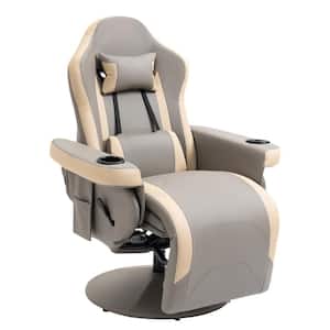 Gray Leather Swivel Recliner