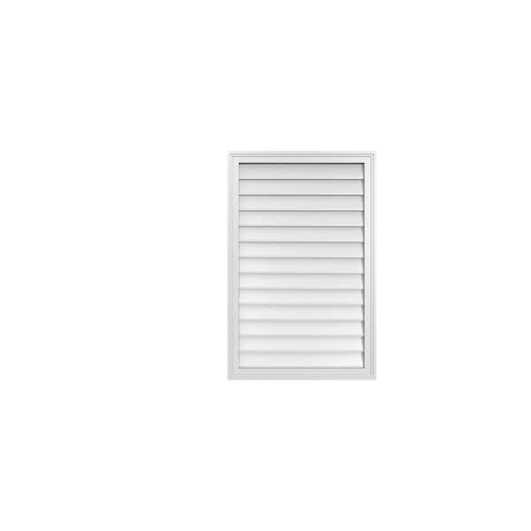 Ekena Millwork 26 in. x 40 in. Vertical Surface Mount PVC Gable Vent: Decorative with Brickmould Frame