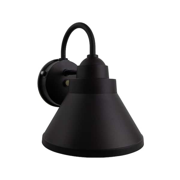 Outdoor Wall Mount Security Light 60 W Black Incandescent Flood Light with Photocell and Motion Sensor