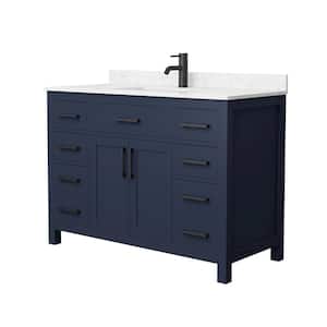 Beckett 48 in. W x 22 in. D x 35 in. H Single Sink Bathroom Vanity in Dark Blue with Carrara Cultured Marble Top