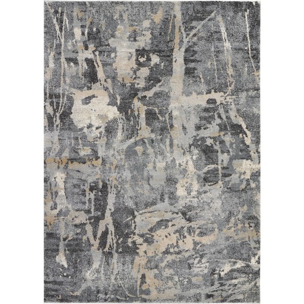 Nourison Fusion Grey 5 ft. x 7 ft. Abstract Modern Area Rug