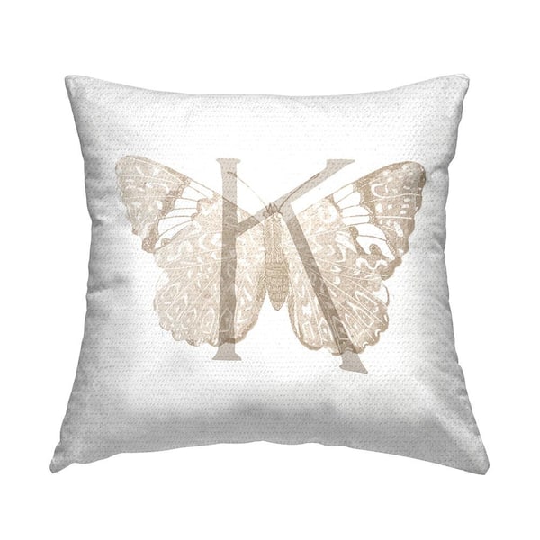 Stupell Industries Butterfly Letter K Square Outdoor Throw Pillow