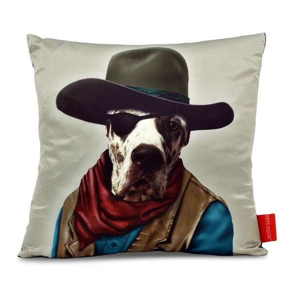 Unbranded 18 in. x 18 in. Pets Rock "Cowboy" Throw Pillow