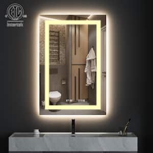 24 in. W x 36 in. H Frameless Rectangular LED Light Anti-Fog Wall Bathroom Vanity Mirror with Night Light