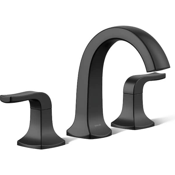 Rubicon 8 in. Widespread Double Handle High Arc Bathroom Faucet in Matte Black