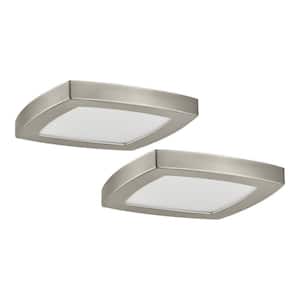 Square 12 in. Brushed Nickel Selectable LED Flush Mount (2-Pack)