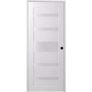 18 in. x 84 in. Gina Left-Hand Solid Core 5-Lite Frosted Glass Bianco Noble Wood Composite Single Prehung Interior Door
