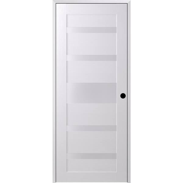 Belldinni 24 in. x 96 in. Gina Left-Hand Solid Core 7-Lite Frosted Glass Bianco Noble Wood Composite Single Prehung Interior Door
