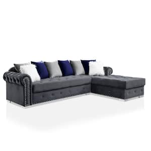 Ordarra 2-Piece Gray Fabric L-Shaped Right Facing Sectional