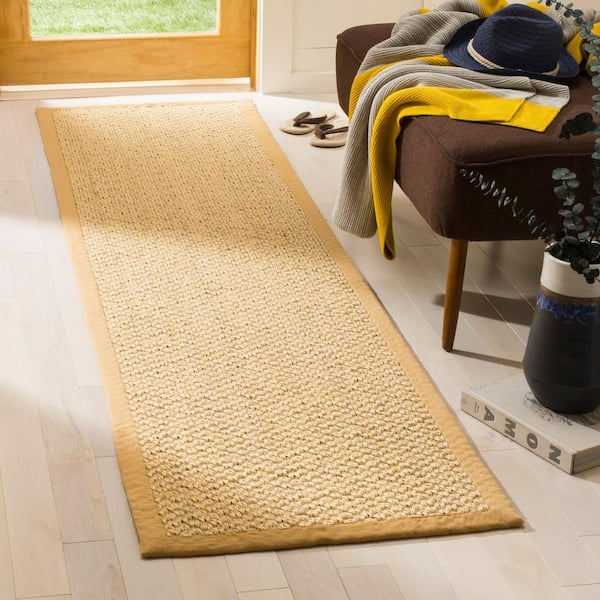 Natural Fiber Maize 2 ft. x 8 ft. Border Runner Rug