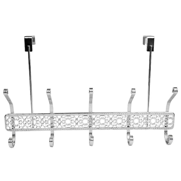 Home Basics 5-Dual Hook Chrome Plated Steel Over the Door Hanging Rack